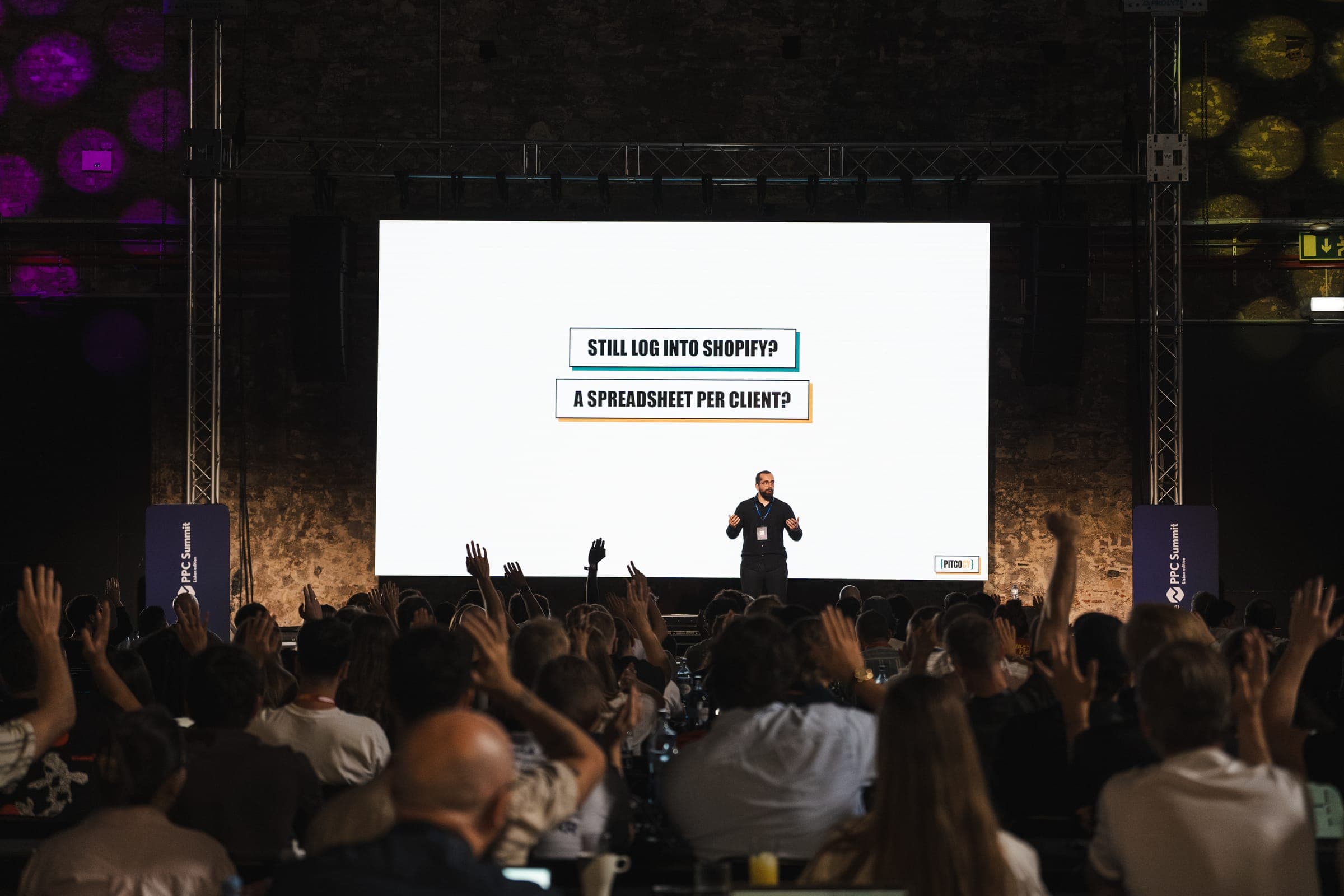 The full room raising their hands during a keynote at The PPC Summit 2026